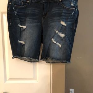Torrid distressed denim Bermuda shorts